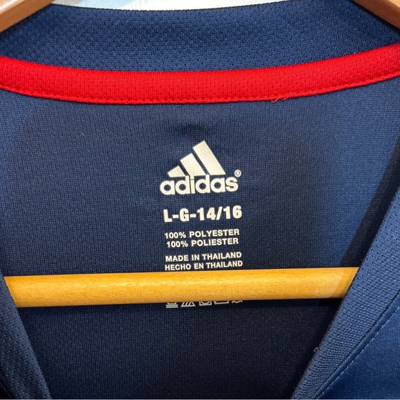 Adidas Blue and Red Short Sleeve Tee with Bold Logo - Picture 3 of 3